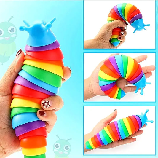 Rainbow Stretchy Caterpillar Fidget Toy – Sensory Stretch & Squeeze Toy for Kids