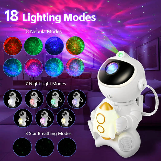 Astronaut LED Star Projector Night Light | Galaxy Lamp with Bluetooth Speaker for Kids