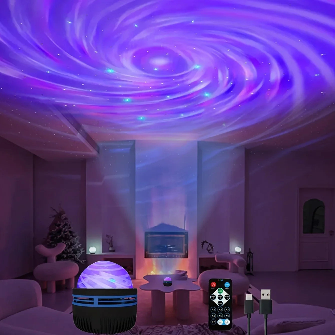 Galaxy Starry Sky LED Projector – USB Night Light with Remote Control