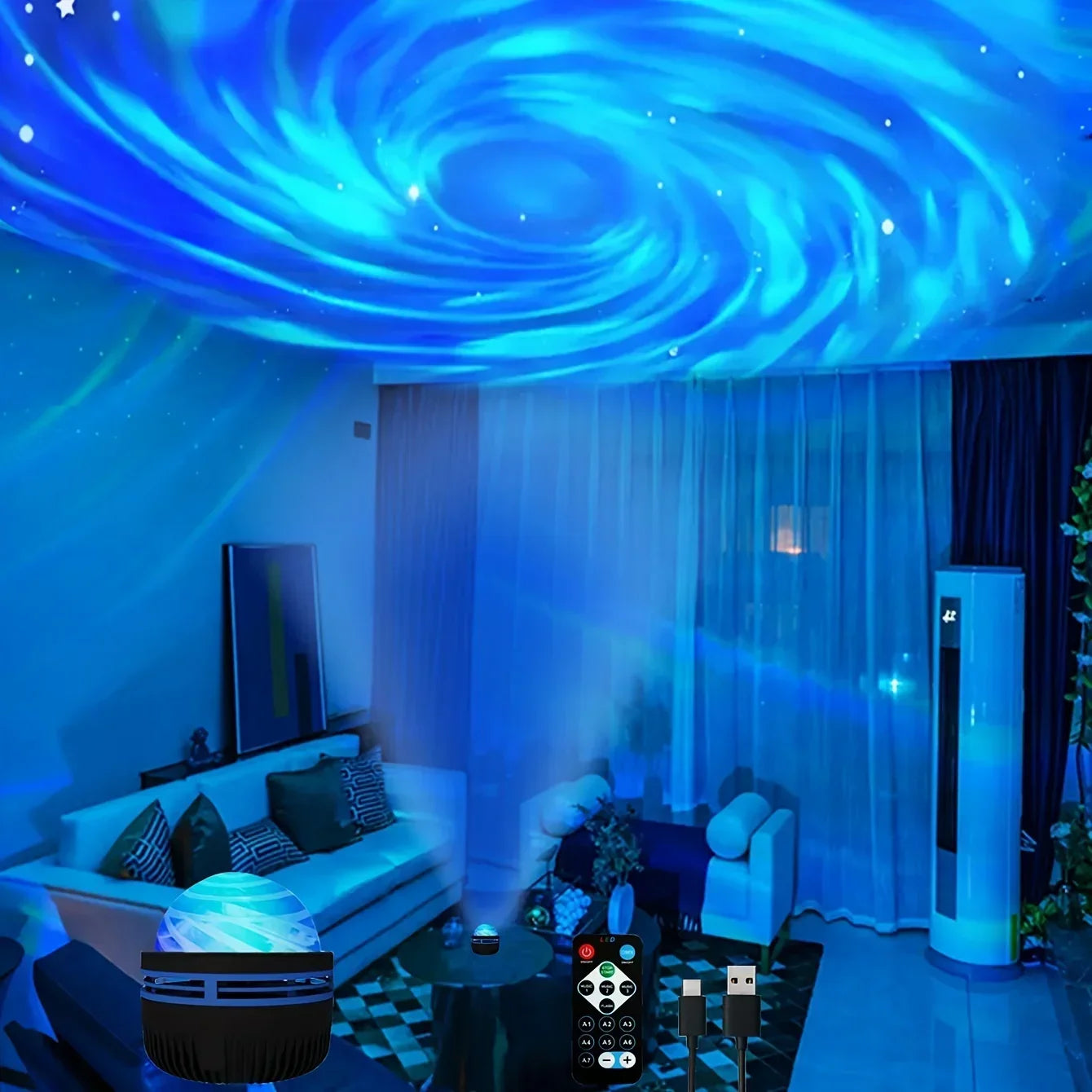 Galaxy Starry Sky LED Projector – USB Night Light with Remote Control