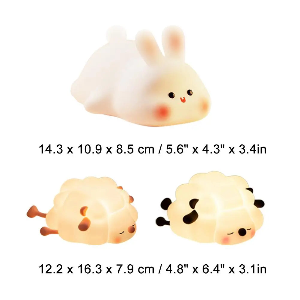 Cute Animal Silicone Night Light | Tap-to-Change Colour LED Lamp for Kids