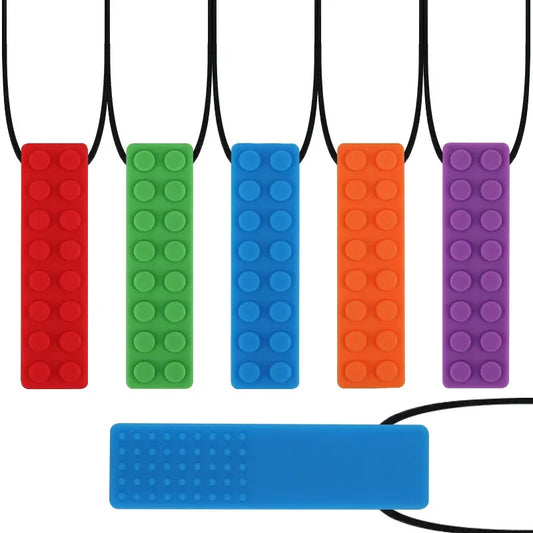 5PCS Sensory Brick Silicone Teether Set – BPA-Free Chew Toys for Babies & Toddlers