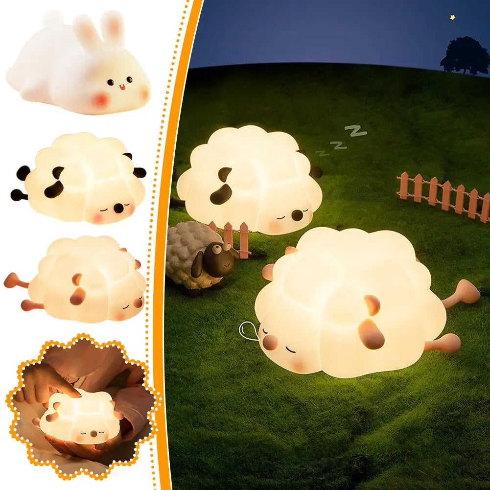 Cute Animal Silicone Night Light | Tap-to-Change Colour LED Lamp for Kids