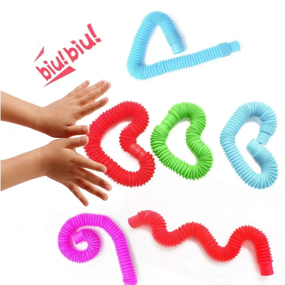 Pop Tube Sensory Fidget Toys – 5-Pack Colorful Connectable Tubes for Kids