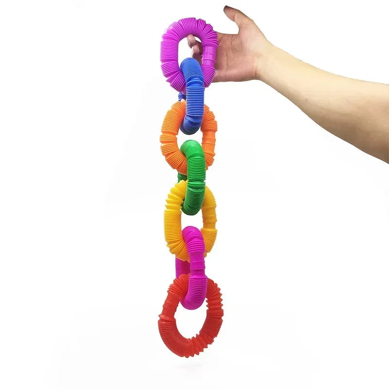 Pop Tube Sensory Fidget Toys – 5-Pack Colorful Connectable Tubes for Kids